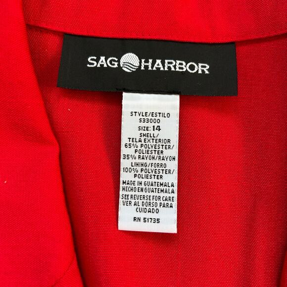 Cherry Red Vintage Blazer Mid Length 90s One Button Blazer 14 Sag Harbor - Picture 5 of 6